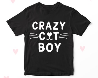 Crazy Cat Boy Kids T-shirt Boys Cat Lover Clothes Gifts Funny