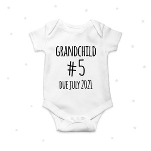 Grandchild Babygrow, Baby Announcement, Grandparents Promotion, Personalised Baby Bodysuit, Unisex