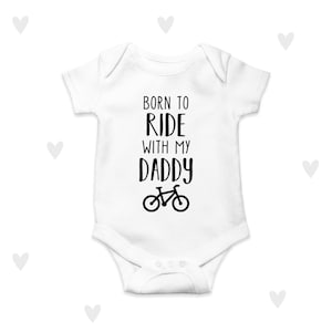 Ride Bikes With Daddy Baby Grow Cycling Personalised Baby Bodysuit