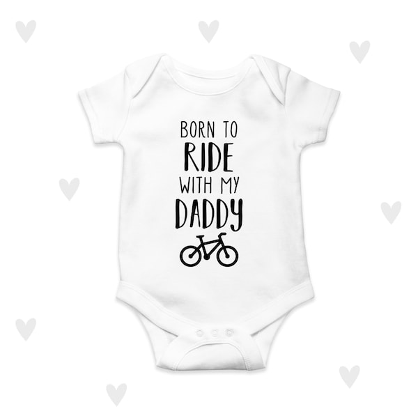 Ride Bikes With Daddy Baby Grow Cycling Personalised Baby Bodysuit