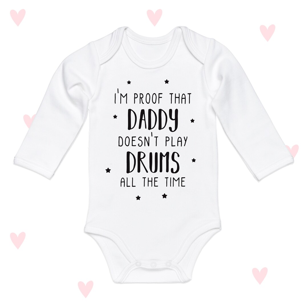 Drummer Daddy Baby Grow Funny Baby Announcement Musician Drum Etsy
