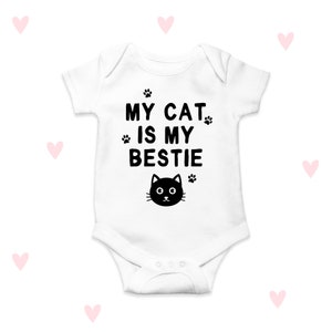 Cat Bestie Baby Grow Cute Newborn Baby Gifts Cats Cute Personalised Baby Shower Gifts