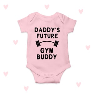 Daddy's Gym Baby Grow Funny Workout Gifts Newborn Baby Announcement Shower Gifts Pink