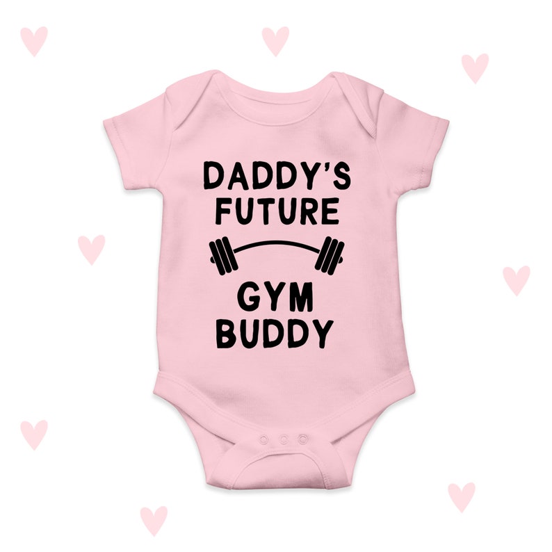 Daddy's Gym Baby Grow Funny Workout Gifts Newborn Baby Announcement Shower Gifts Pink
