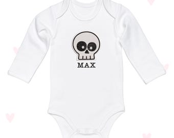 Skeleton Baby Grow Personalised Baby Halloween Outfit Long Sleeve