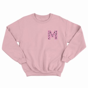 Custom Initial Leopard Embroidered Sweatshirt: Personalized Jumper