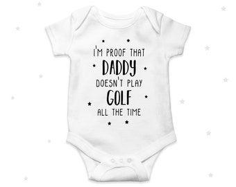 Golf Daddy Babygrow, Baby Announcement, Baby Shower, Unisex, Personalised Golf Baby Gifts