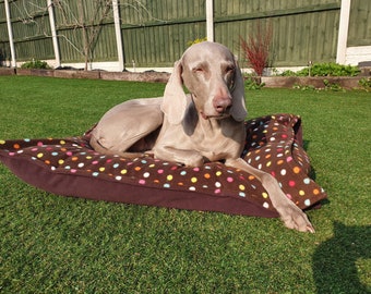 Dog Bed Cover - Brown and multicoloured dotty Doggy Duvet Cover