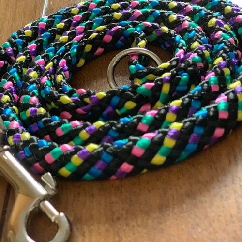 Black Multicoloured Soft Rope Dog Lead Etsy