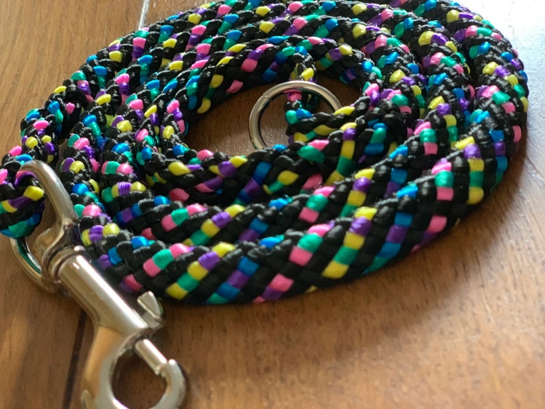 Black Multicoloured Soft Rope Dog Lead Etsy