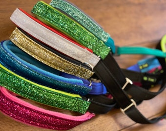 Glitter Fleece Lined Dog Slip Lead: Custom Agility Training Lead - 1” wide