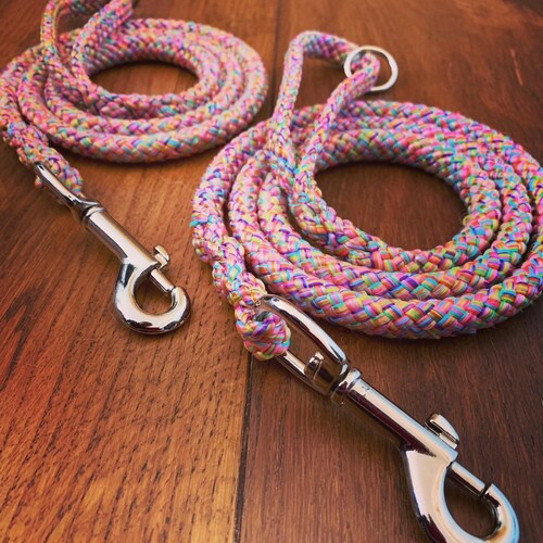 Black Multicoloured Soft Rope Dog Lead Etsy