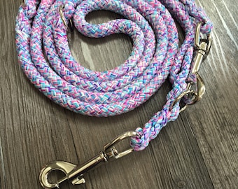 Pastel Unicorn Rope Dog Lead: Multi Point Training Leash, Double Ended (185cm)