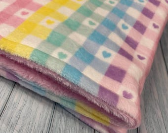 Luxury Dog Snuggle Blanket: Pastel Check Fleece Pet Bedding