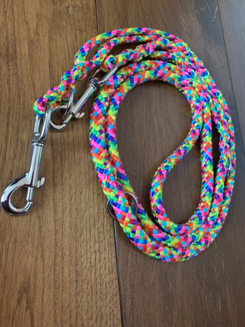 Multi Point Lead Rainbow Soft Rope Dog Lead Bright Coloured Etsy UK