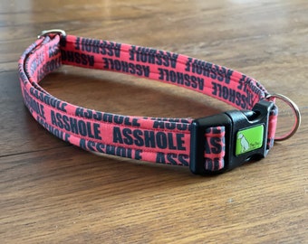 Red Novelty Print Dog Collar: Choice of Clip Color