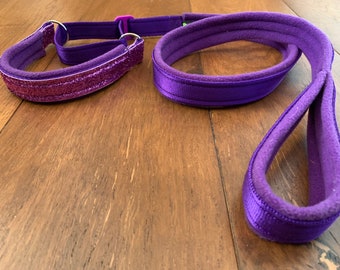 Purple Glitter Fleece Lined Dog Slip Lead: Agility Training Leash