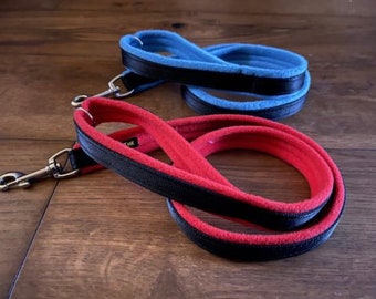 Custom Fleece Lined Dog Lead: Handmade 120cm Length - 1” wide