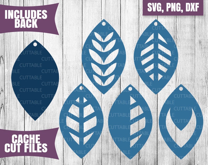 Leaf earring SVG cut files Drop leaf stack earring cut files | Etsy