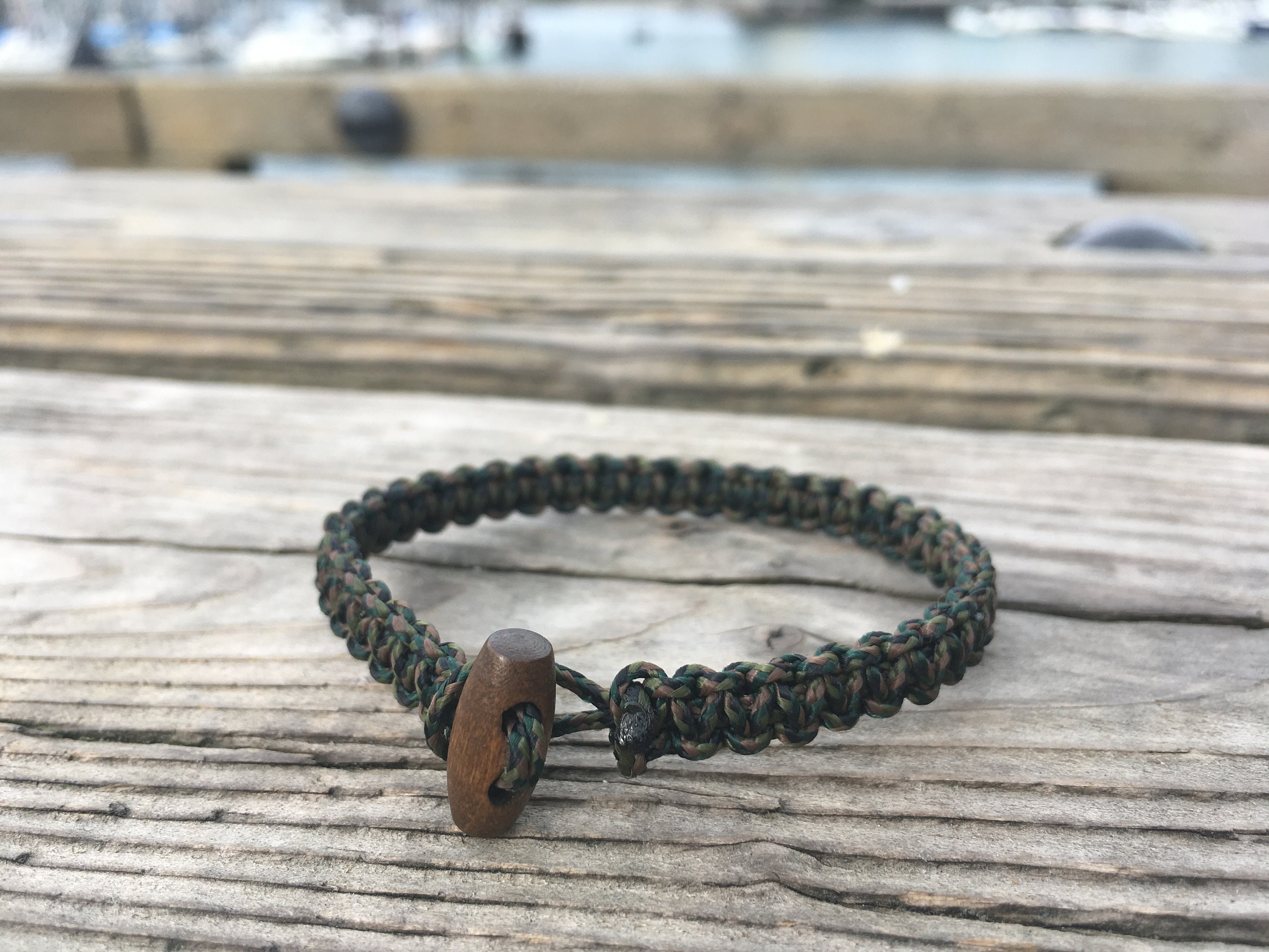 Micro Paracord Bracelet Dark Camo Survival Bracelet With Wood Toggle  Closure, Made to Order -  Canada