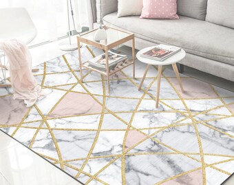 White Grey Marble Texture Design Kitchen Area Rugs Living Room Floor Mat Rug