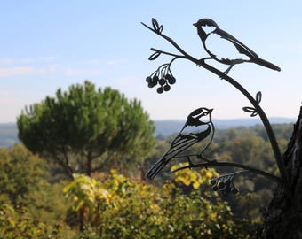These Corten Metal Chickadees brighten up and animate your garden.