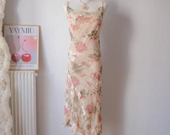 French Vintage Dreamy Romantic Butterfly Floral Print Maxi Dress