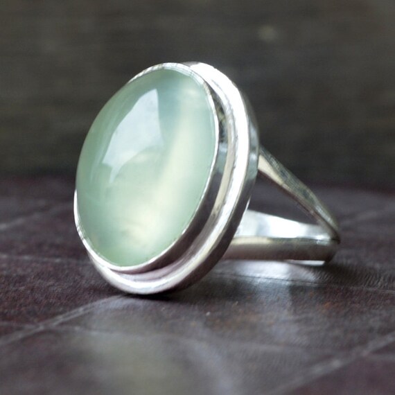 925 Silver Green Prehnite Genuine Gems Ring Wedding Jewelry fine Seller Gift for Thanks Giving Oval Cut Genuine Gems Round Faceted Prehnite Rings