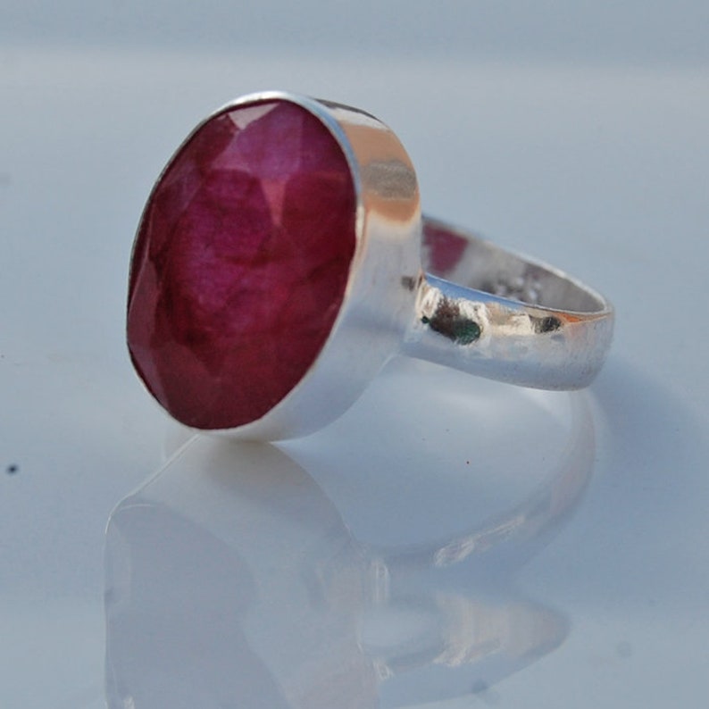 Oval Faceted Red Ruby handmade Ring Jewelry natural Ruby ring Natural Ruby 925 sterling silver gift Ring