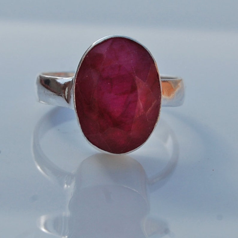 Oval Faceted Red Ruby handmade Ring Jewelry natural Ruby ring Natural Ruby 925 sterling silver gift Ring