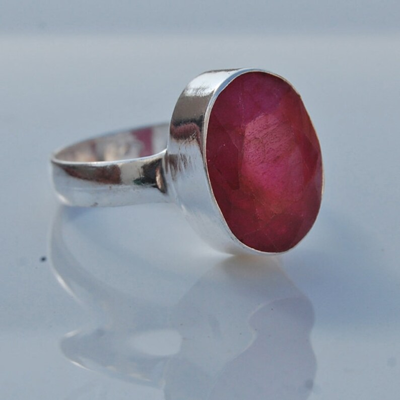 Oval Faceted Red Ruby handmade Ring Jewelry natural Ruby ring Natural Ruby 925 sterling silver gift Ring
