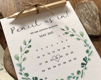 Pencil Us In, Save the Date, Change of Date, Rustic Wedding, Unique Invitations