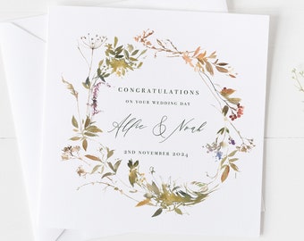 Wedding Card, On Your Wedding Day Congratulations Card, Mr & Mrs Keepsake Gift Card, Personalised Wedding Date Card, Just Married