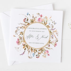 Tarjeta de boda, Tarjeta de felicitación para el día de tu boda, Tarjeta de regalo de recuerdo para el señor y la señora, Tarjeta de fecha de boda personalizada, Recién casados