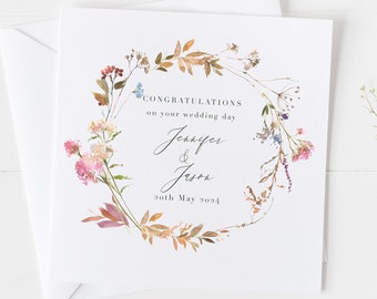 Wedding Card, On Your Wedding Day Congratulations Card, Mr & Mrs Keepsake Gift Card, Personalised Wedding Date Card, Just Married
