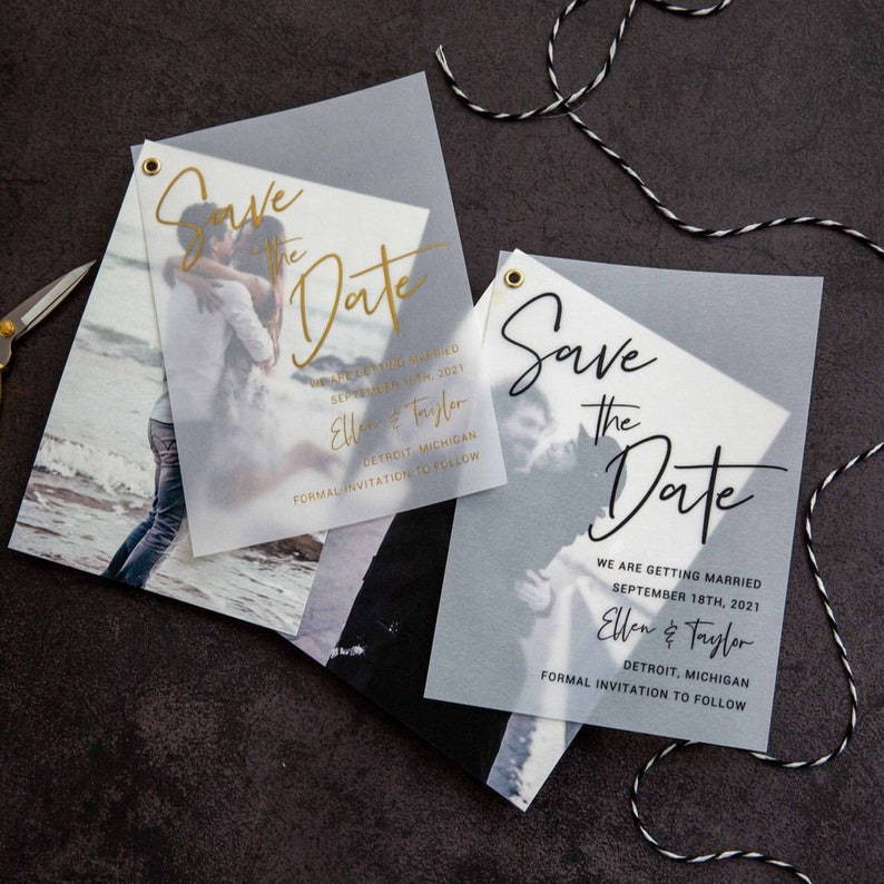Photo Save the Date Vellum Overlay Change the Date Unique Etsy
