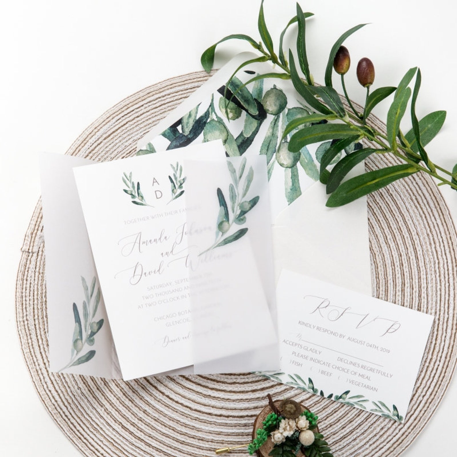 Botanical Olive Leaf Vellum Paper Wrap ONLY Vellum Wrap DIY Etsy