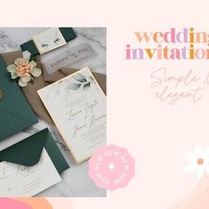 Green and Gold Wedding Invitations with Vellum Belly Band, Botanical Wedding Stationery with RSVP, Customised Invites for Dream Wedding image 2