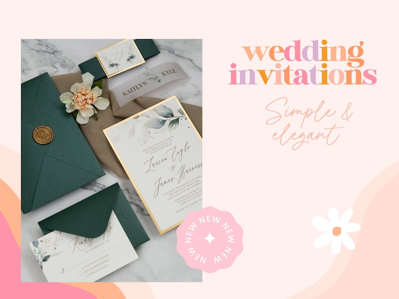 Green and Gold Wedding Invitations with Vellum Belly Band, Botanical Wedding Stationery with RSVP, Customised Invites for Dream Wedding image 2