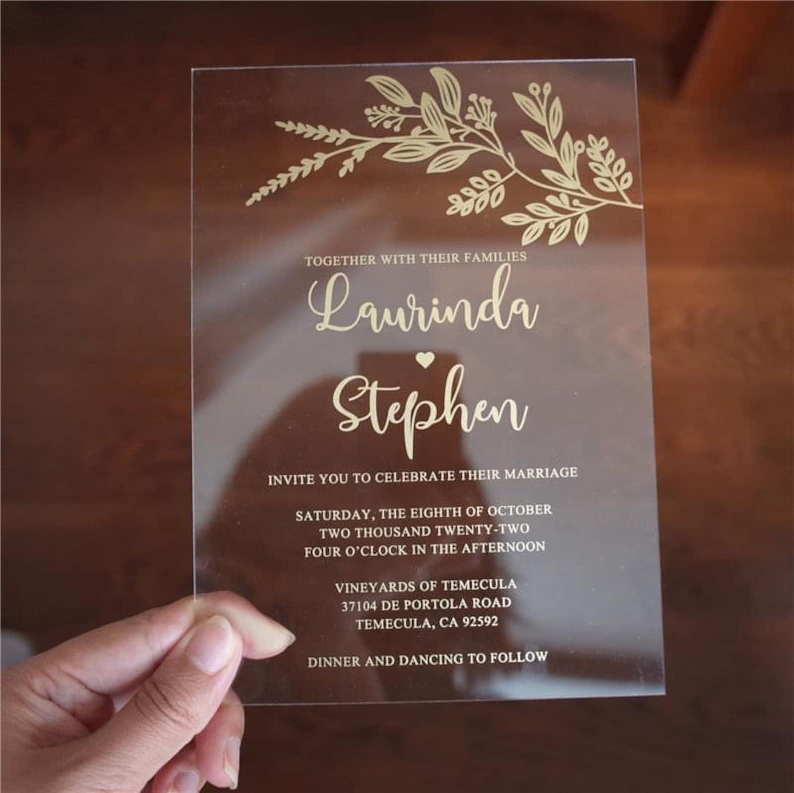 Gold Foil on Acrylic Wedding Invitation Set Emerald Green Etsy