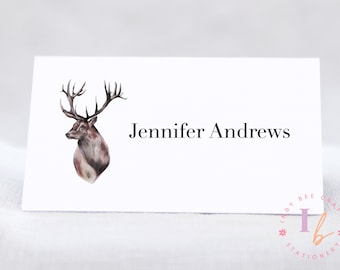 Wedding Place Names | Wedding Table Place Name Cards | Stag Wedding Table Decor | Wedding Table Tent Fold Cards | Scottish Wedding