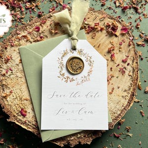 Réservez vos dates avec un sceau de cire, mariage rustique, faire-part de mariage avec sceau de cire, papeterie de mariage, gagnez la soirée, fleurs sauvages