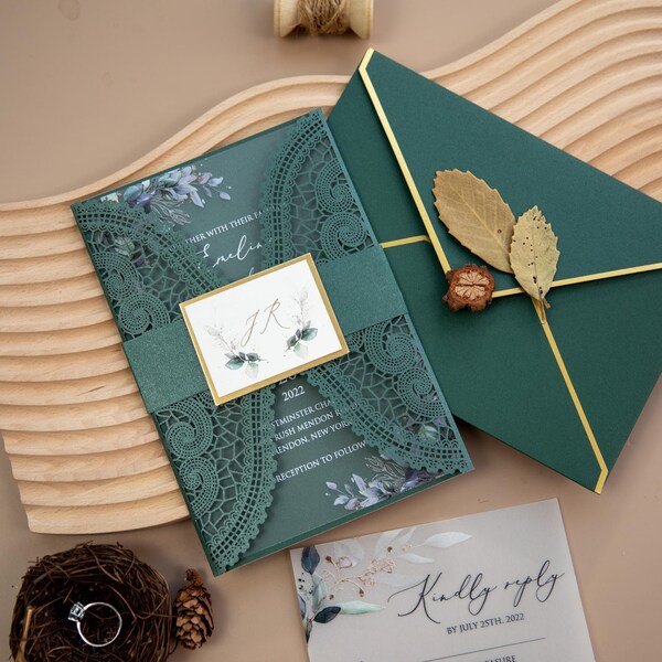 Laser Cut Envelope Emerald Green Etsy