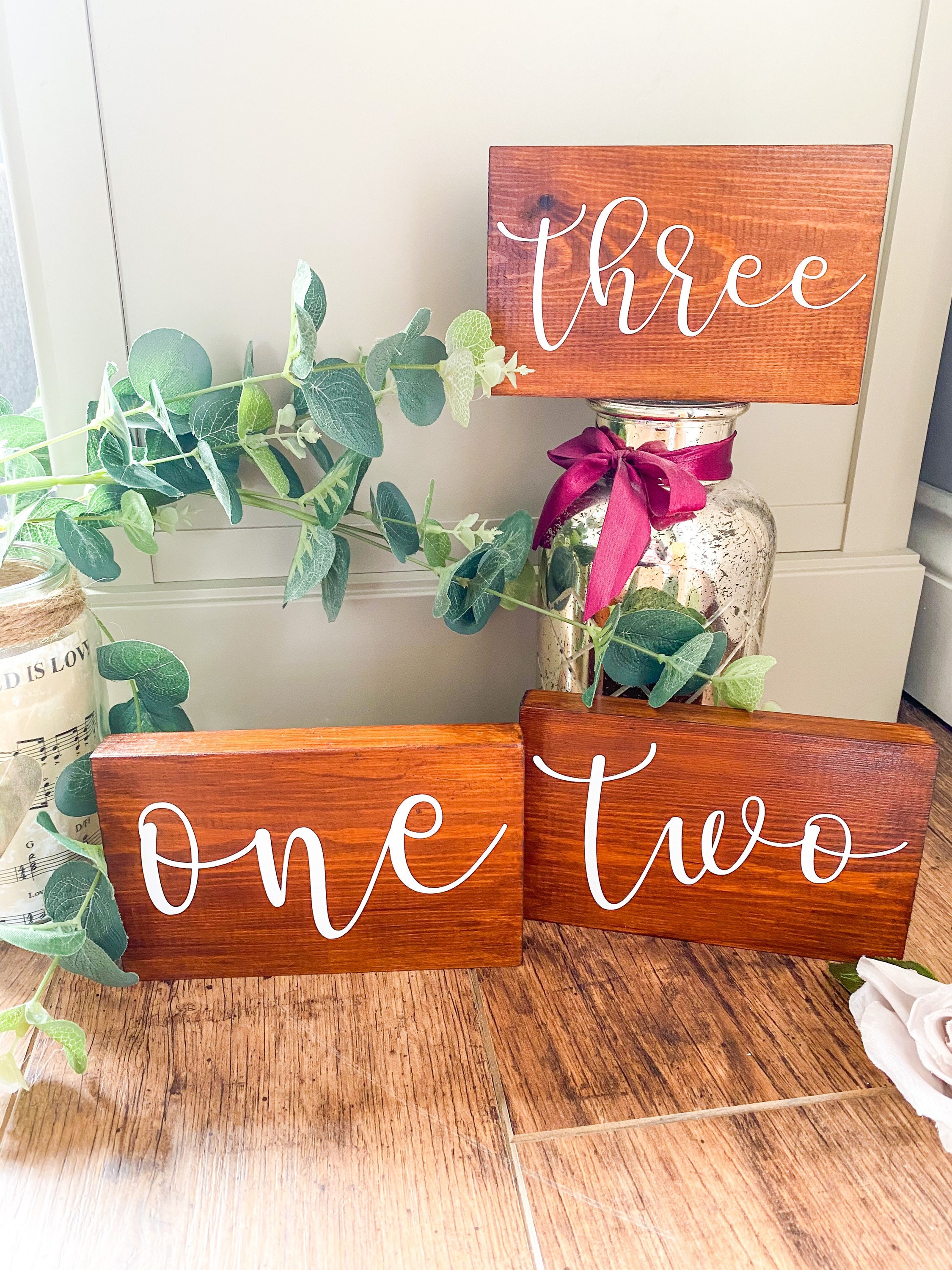 Wooden Table Numbers Rustic Wedding Table Names Dark Oak Etsy UK