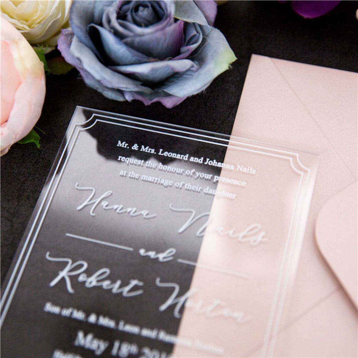 Modern White Acrylic Wedding Invitation 2mm Perspex Wedding Etsy UK
