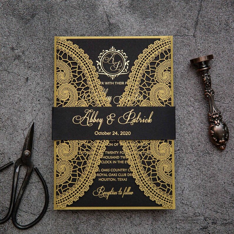 Emerald Green Laser Cut Wedding Invitations Delicate and Etsy