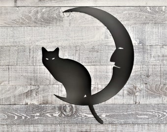 Moon Cat Metal Wall Art