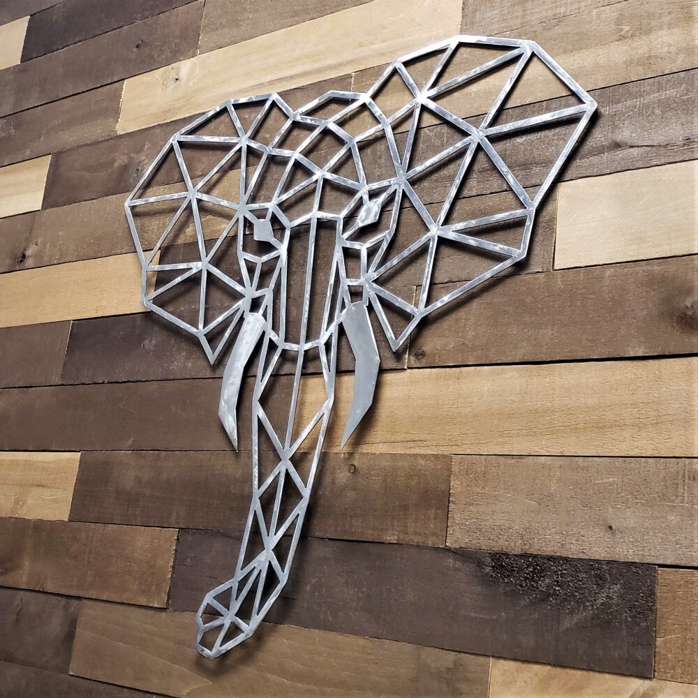Geometric Elephant Metal Wall Art Etsy