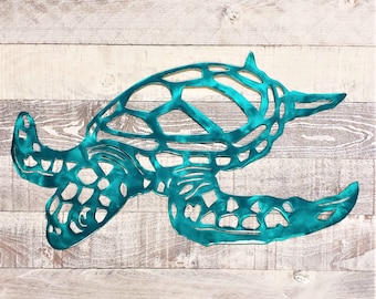 Swimming Sea Turtle Metal Wall Art