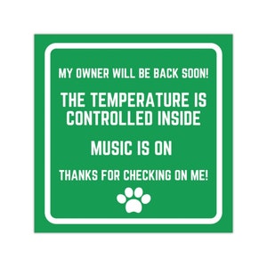 Green (Temp controlled) Pet on board decal / Dog on board / Sticker / temperature controlled / Car Window Decal Sticker (video example ONLY)